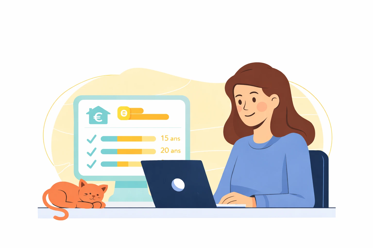 Femme faisant une simulation de prêt immobilier