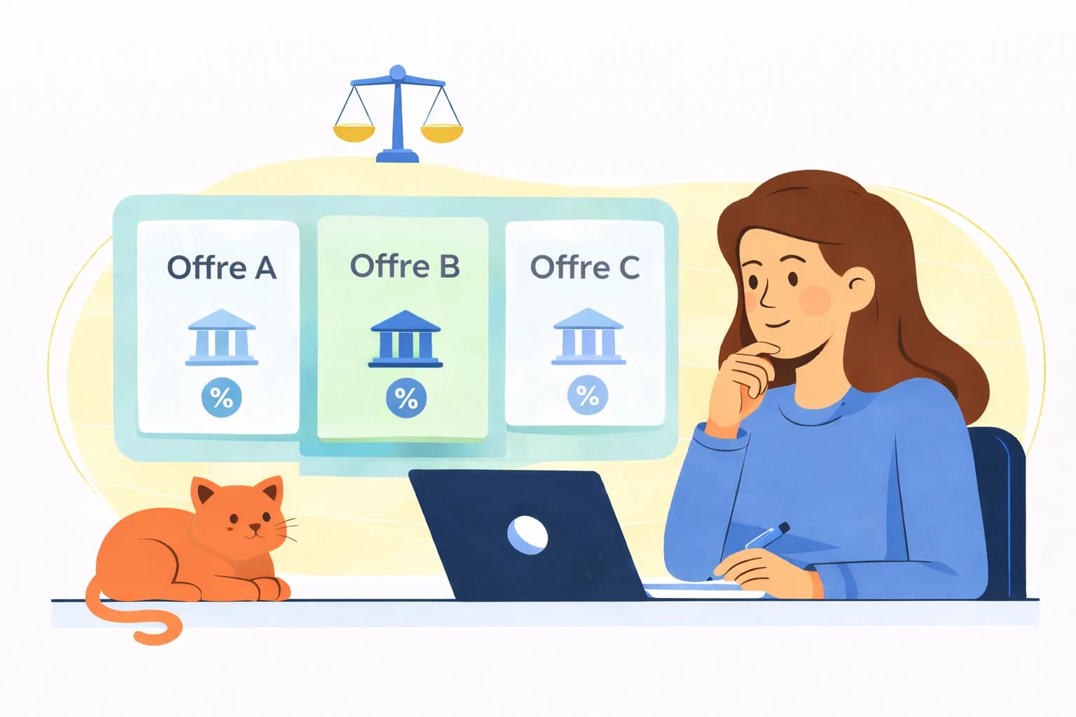 Femme choisissant la meilleure offre de prêt immobilier