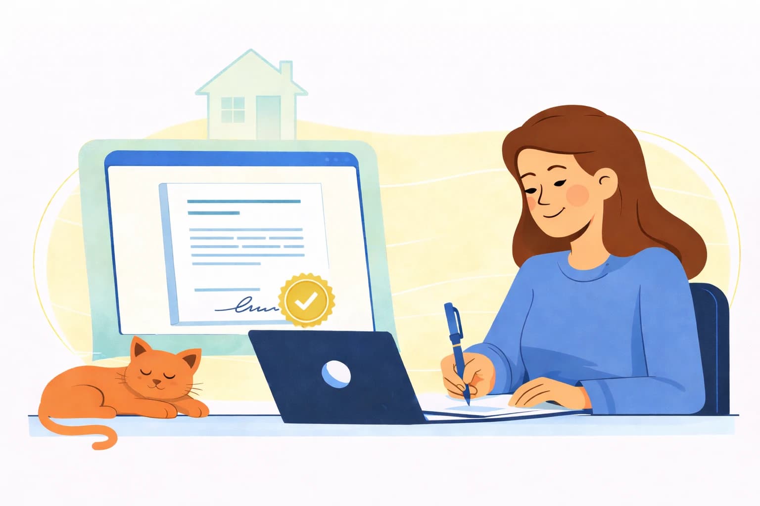 Femme s'apprêtant à signer une offre de prêt finale